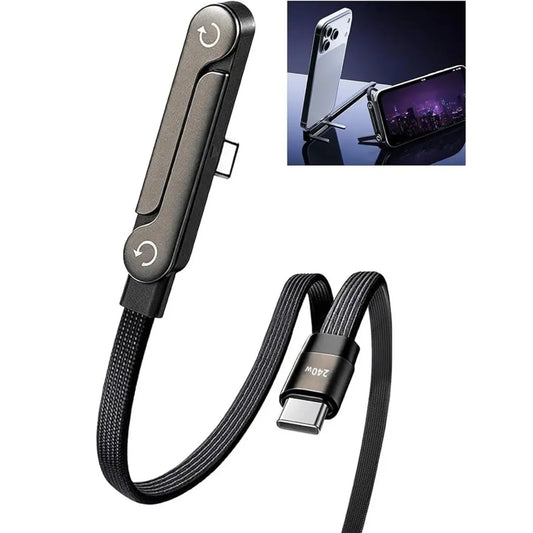Cable USB-C 1.5m 240W para Celular, Tablet y Laptop con Soporte Plegable 2 en 1